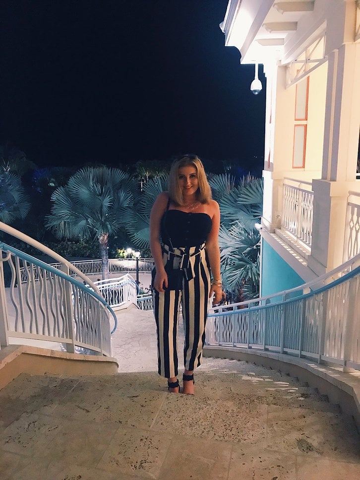 Striped wide-leg jumpsuit for night outs Striped wide-leg jumpsuit for night outs — Spring Break Night Outfits 2027