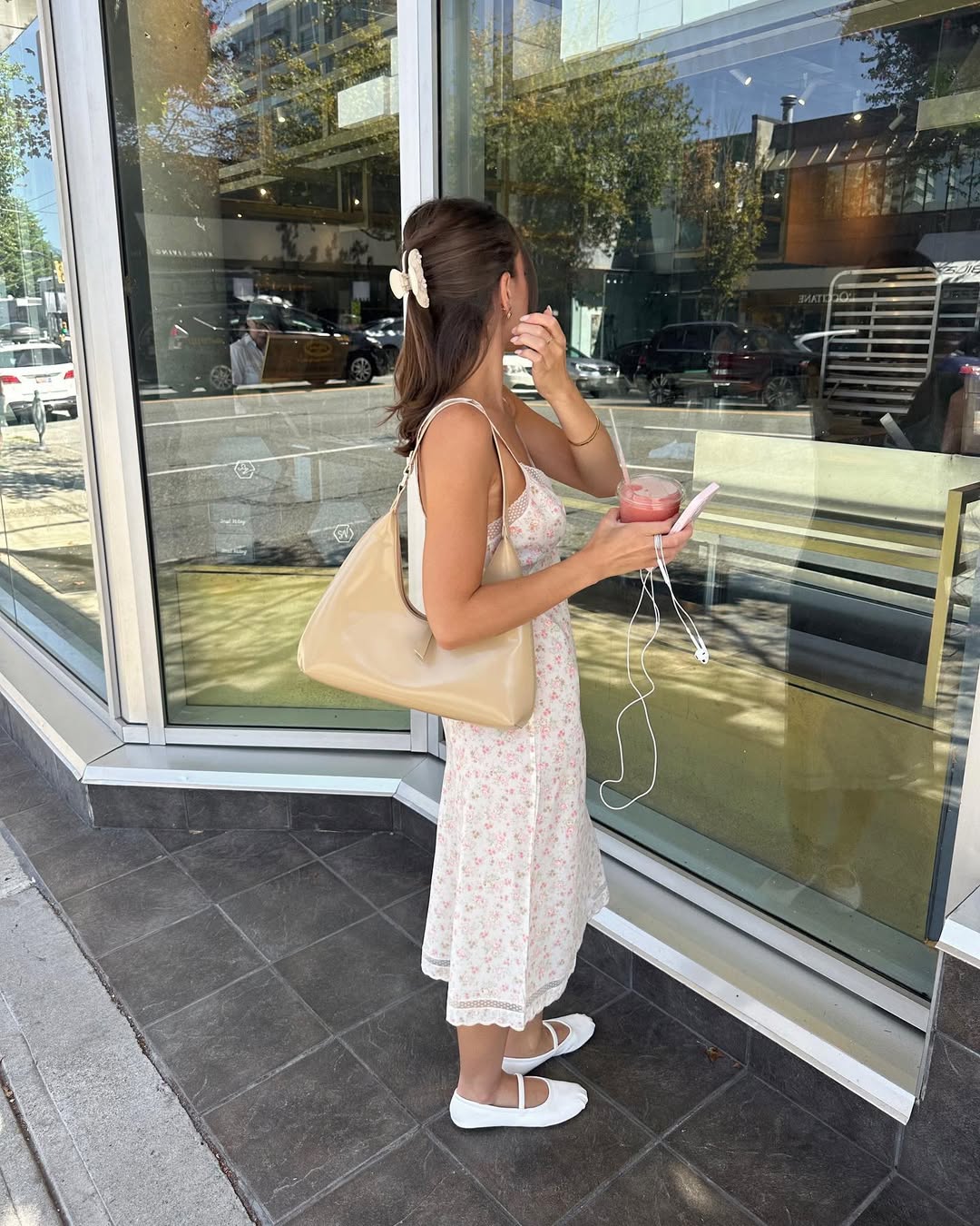 White ballet flats with floral midi dress White ballet flats with floral midi dress — Spring Outfits 2027 with Ballet Flats