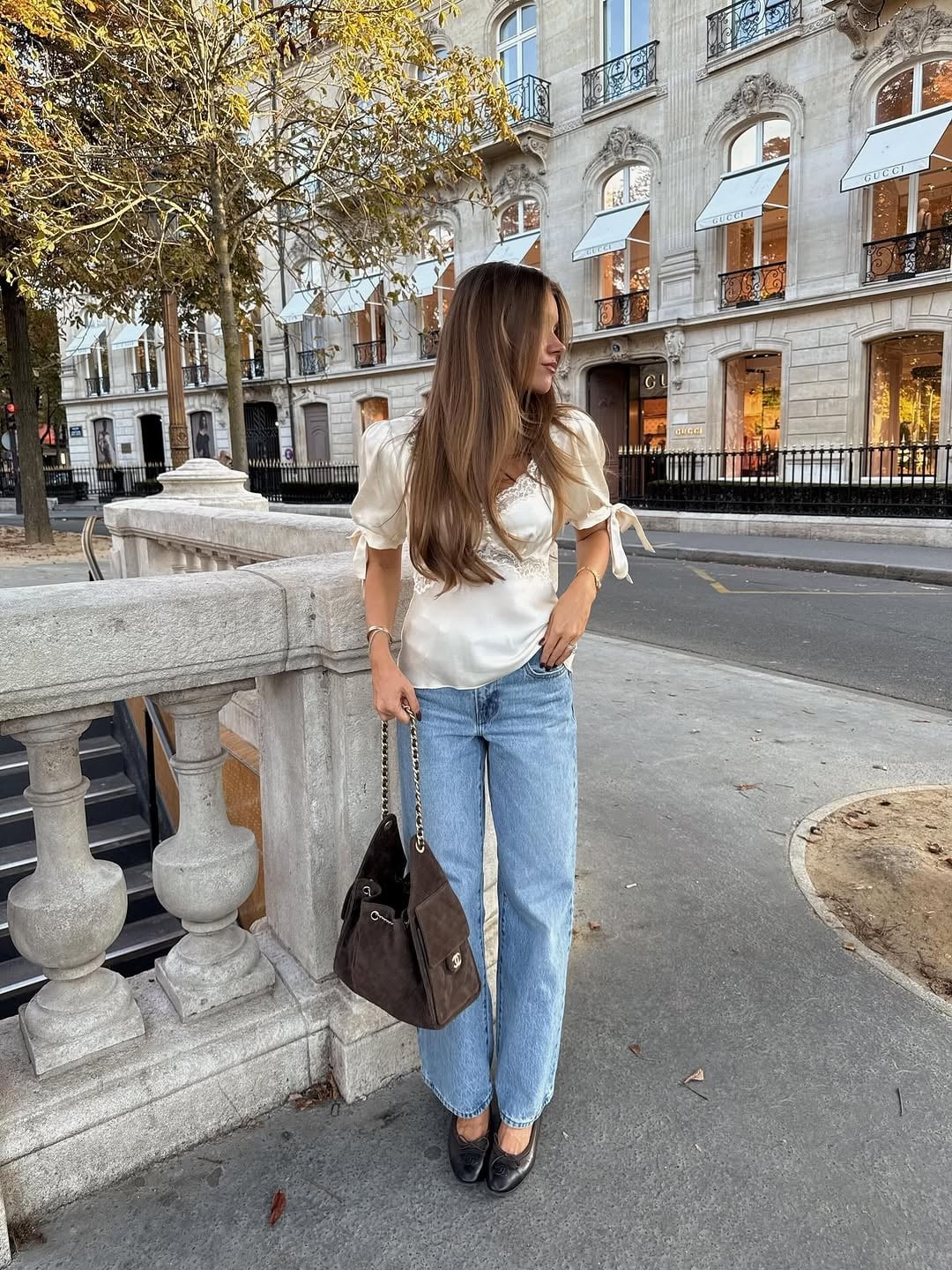 Black ballet flats with light wash wide-leg jeans and camisole Black ballet flats with light wash wide-leg jeans and camisole — Spring Outfits 2027 with Ballet Flats
