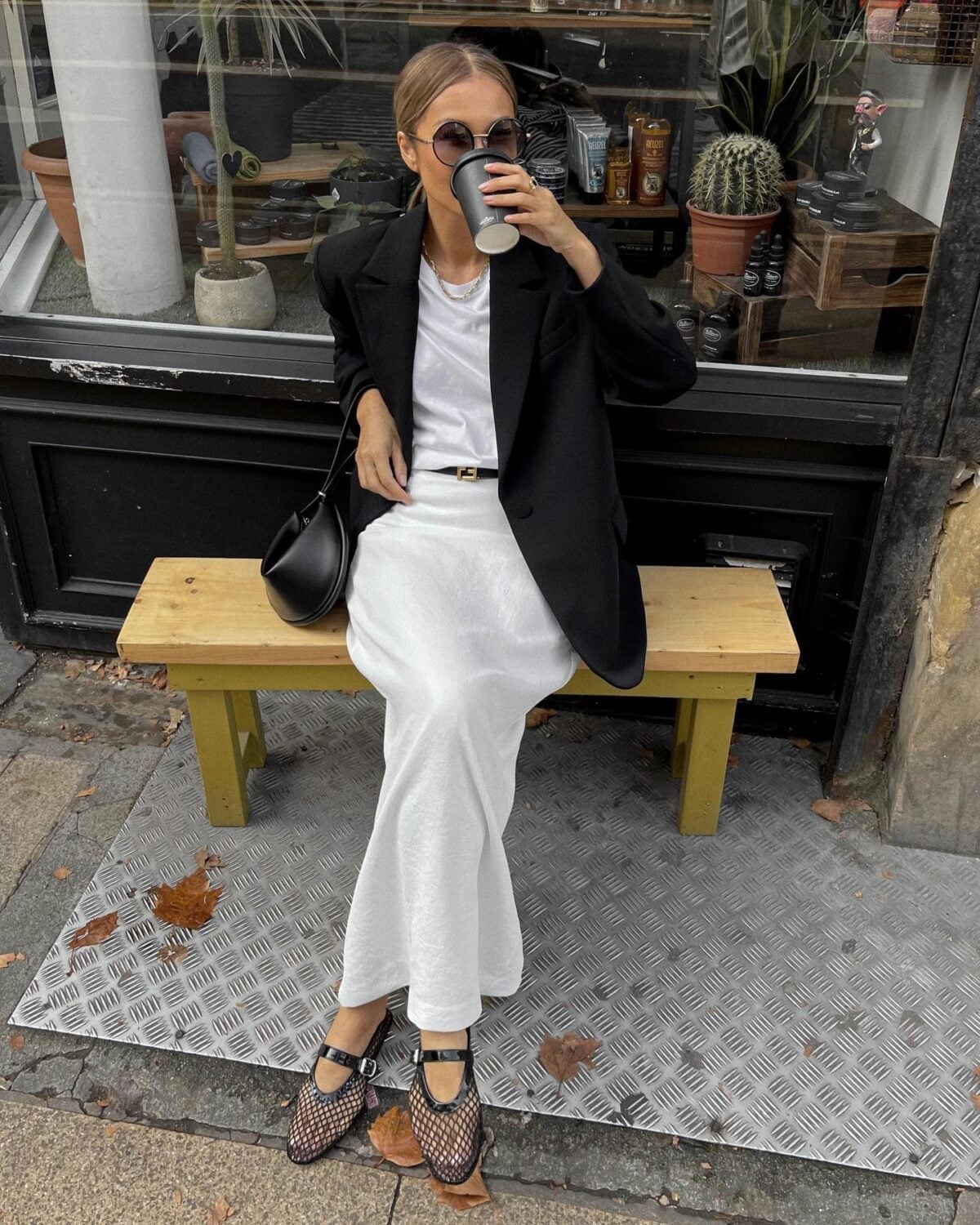 Black mesh flats with maxi skirt and oversized blazer Black mesh flats with maxi skirt and oversized blazer — Spring Outfits 2027 with Ballet Flats