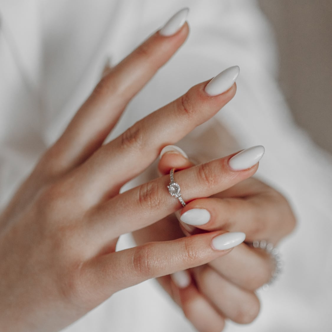 Pure White Glossy Almond Medium Nails Pure White Glossy Almond Medium Nails — Spring Wedding Nails 2027