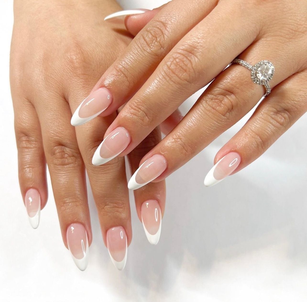 Classic Sheer Nude French Almond Nails Classic Sheer Nude French Almond Nails — Spring Wedding Nails 2027