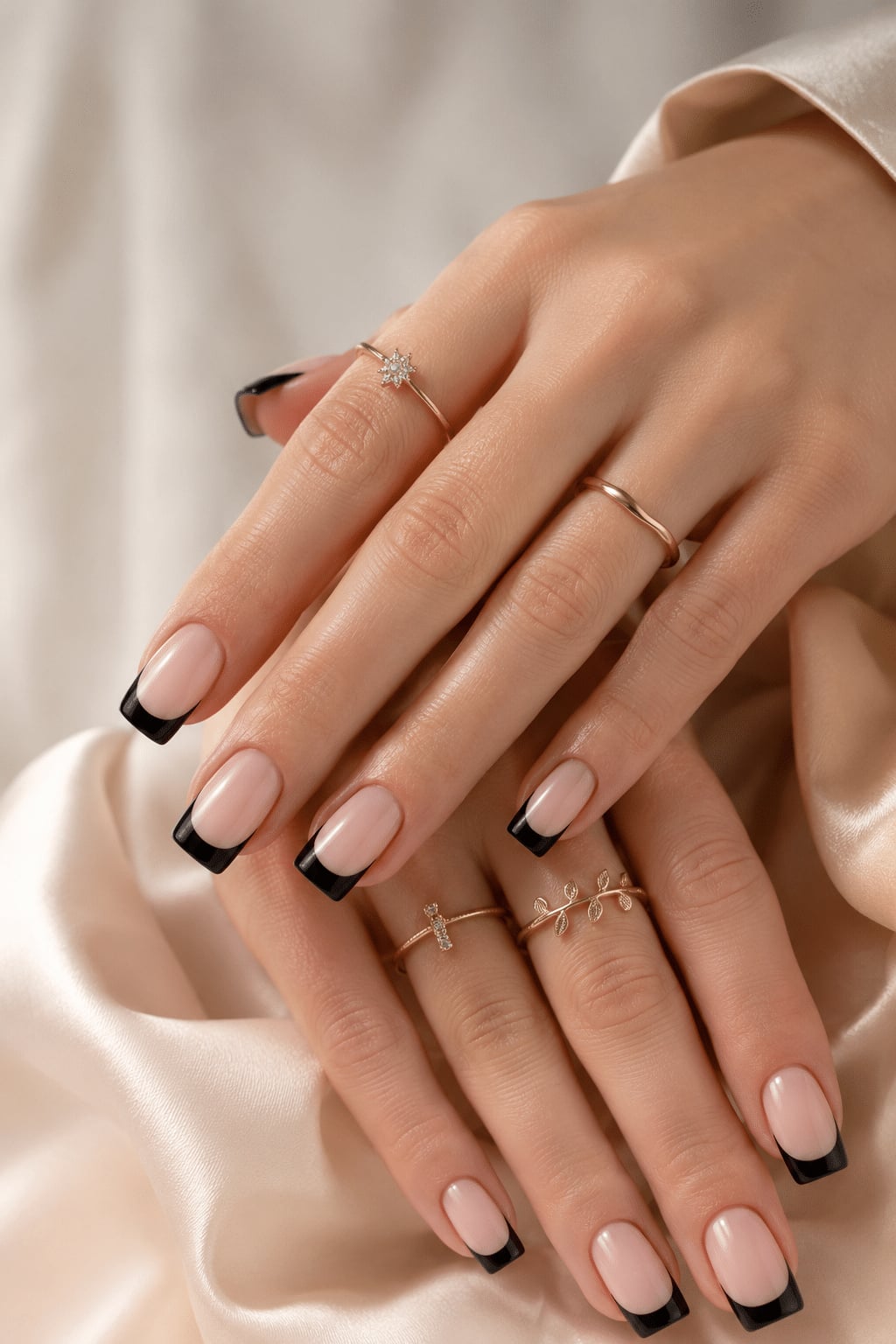 Long Square Nude Black French Tip Nails Long Square Nude Black French Tip Nails — Square Nails 2027 for Long Fingers