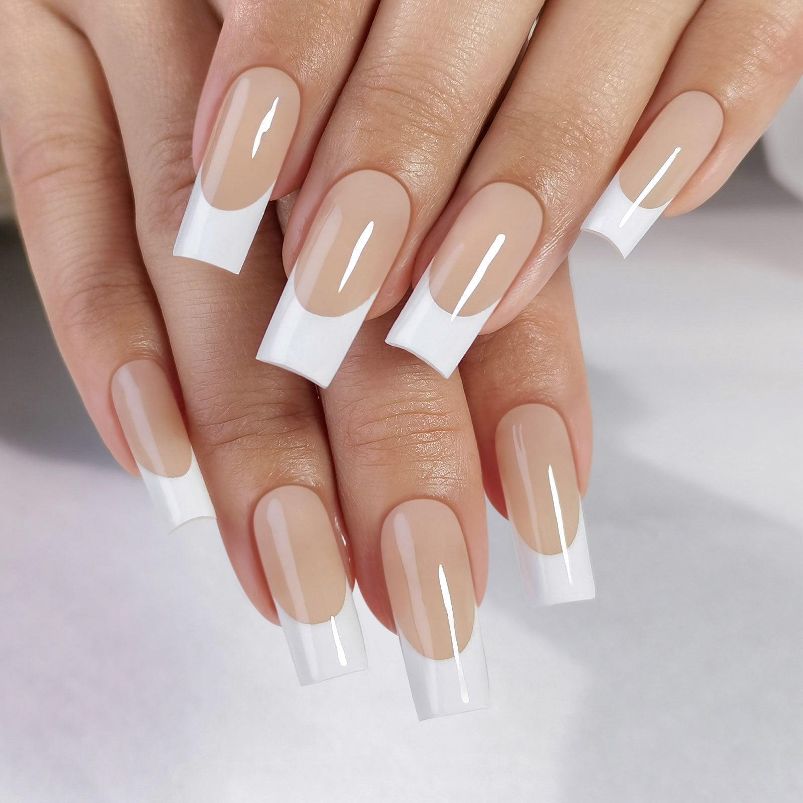 Long Square Classic French Manicure Nails Long Square Classic French Manicure Nails — Square Nails 2027 for Long Fingers