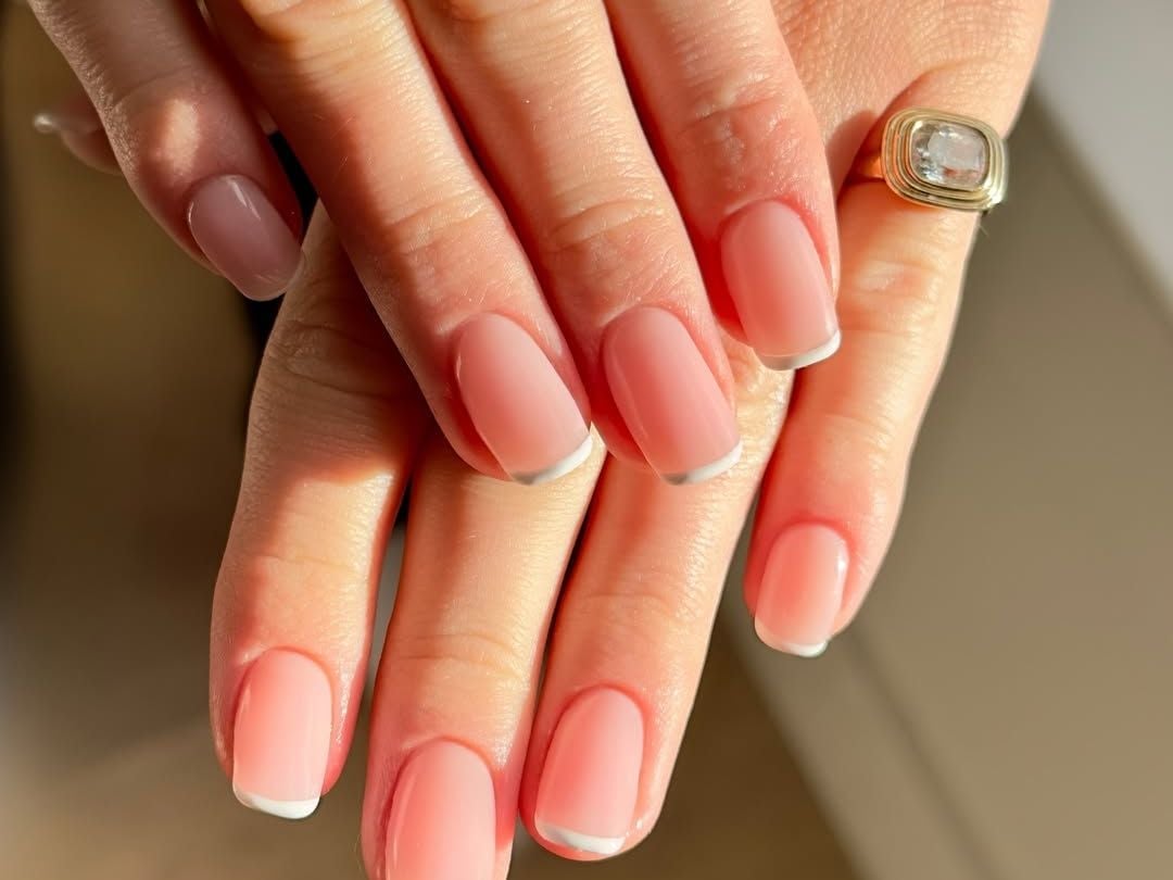 Medium Square Pink White Classic French Tips Medium Square Pink White Classic French Tips — Square Nails 2027 for Long Fingers