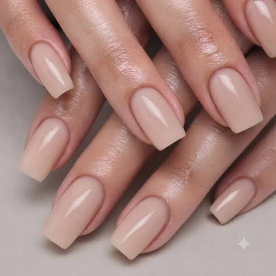 Medium-Long Square Milky Nude Glossy Nails Medium-Long Square Milky Nude Glossy Nails — Square Nails 2027 for Long Fingers