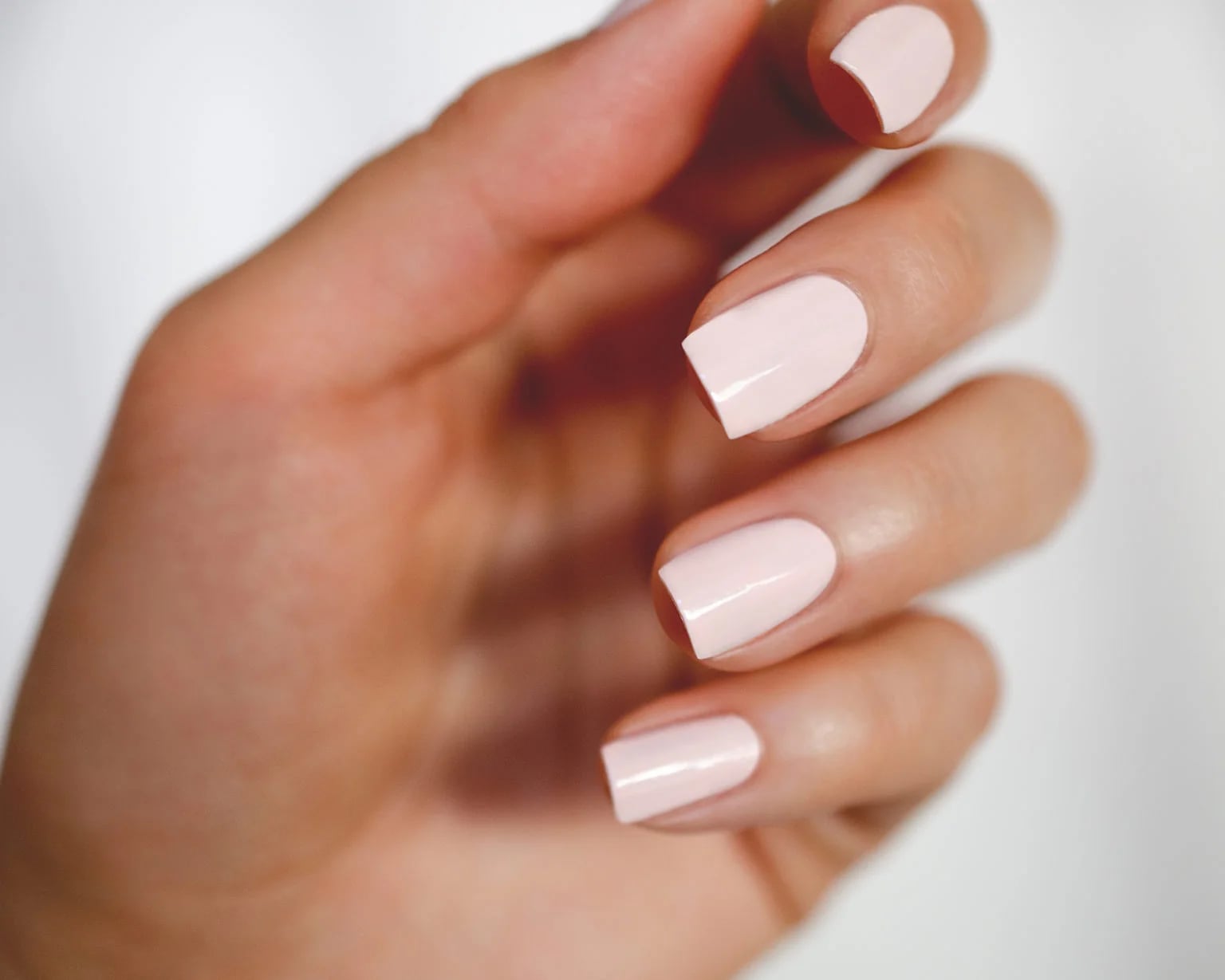 Medium Square Light Pink Glossy Nails Medium Square Light Pink Glossy Nails — Square Nails 2027 for Long Fingers