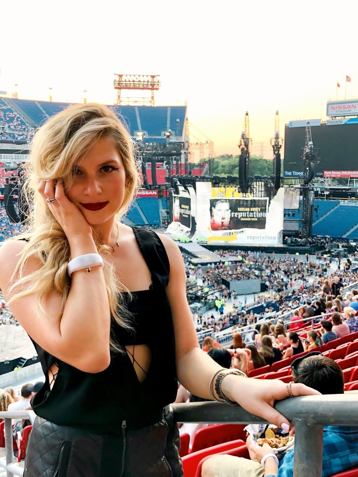 Embellished Sheer Top and Black Shorts, Close-Up Take Embellished Sheer Top and Black Shorts, Close-Up Take — Stadium Concert Outfits 2027