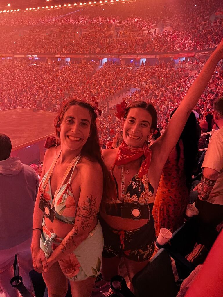 Graphic T-Shirt and Denim Shorts with Sneakers, Close-Up Take Graphic T-Shirt and Denim Shorts with Sneakers, Close-Up Take — Stadium Concert Outfits 2027
