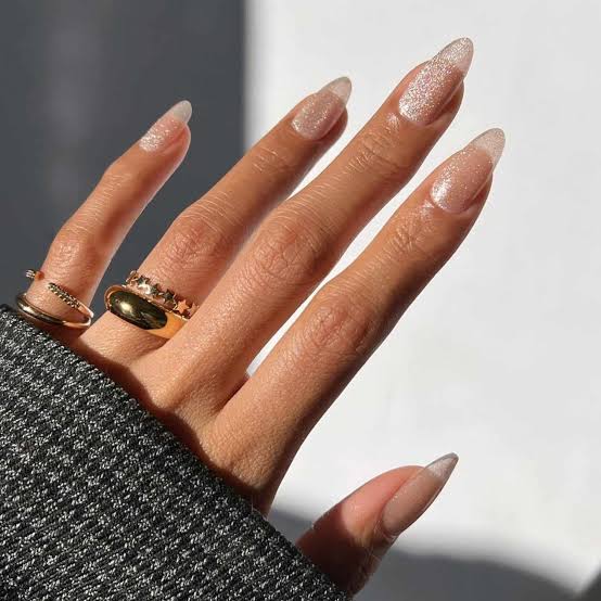 Subtle Glitter Sheer Pink Almond Nails, Glossy Subtle Glitter Sheer Pink Almond Nails, Glossy — Summer Wedding Nails 2027