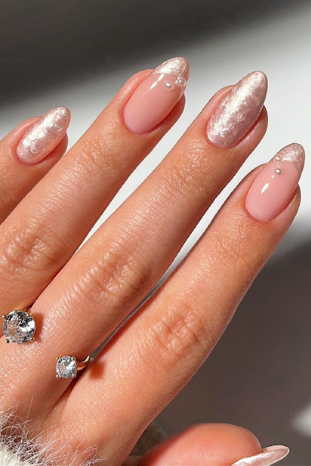 Short Almond Metallic Textured Nails Short Almond Metallic Textured Nails — Summer Wedding Nails 2027