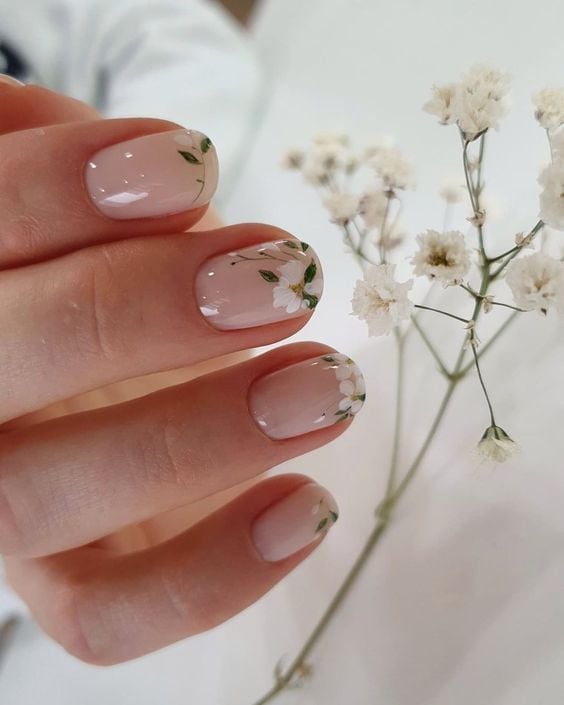 Short Square Floral Cuticle Wedding Nails Short Square Floral Cuticle Wedding Nails — Summer Wedding Nails 2027