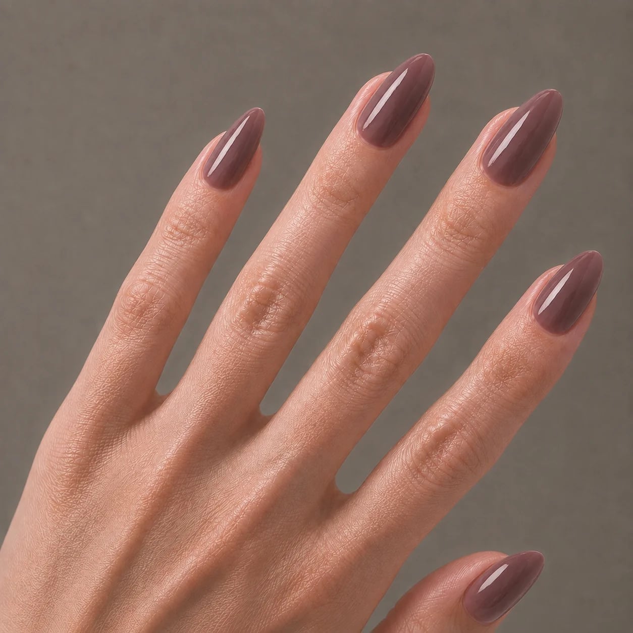 Medium Almond Taupe with Silver Glitter Accent Medium Almond Taupe with Silver Glitter Accent — Taupe Nails 2027