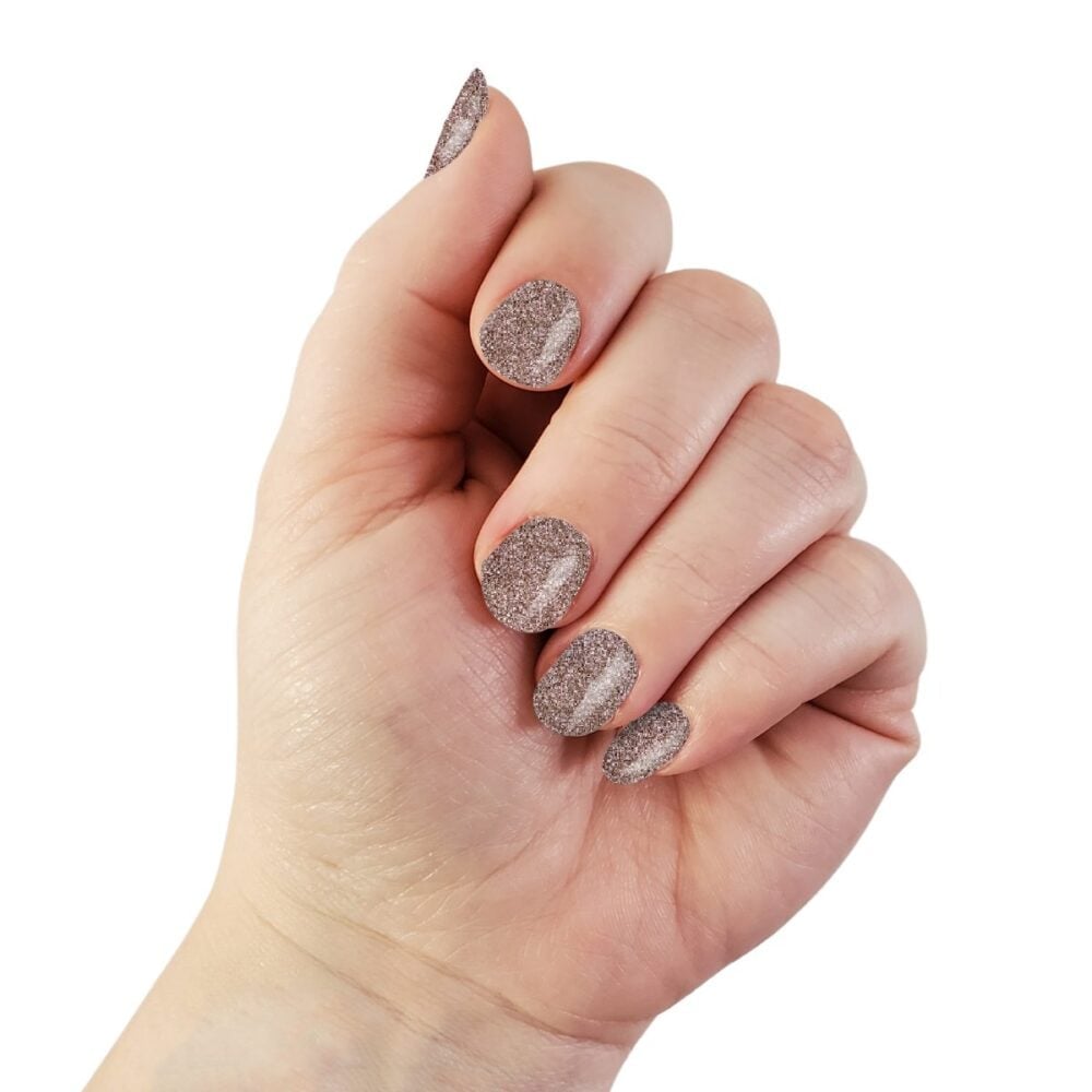 Short Oval Taupe Glitter Polish Short Oval Taupe Glitter Polish — Taupe Nails 2027