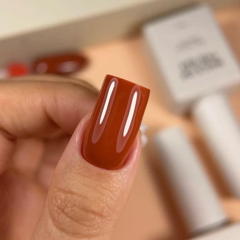 Deep Glossy Terracotta Short Square Deep Glossy Terracotta Short Square — Terracotta Nails 2027
