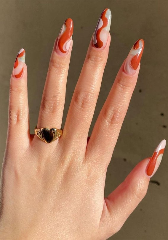 Very Long Stiletto Abstract Swirls Very Long Stiletto Abstract Swirls — Terracotta Nails 2027