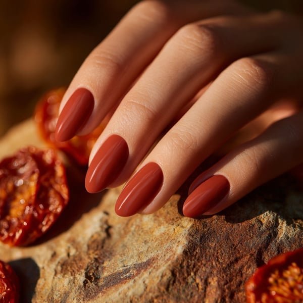 Rich Glossy Terracotta Almond Nails Rich Glossy Terracotta Almond Nails — Terracotta Nails 2027