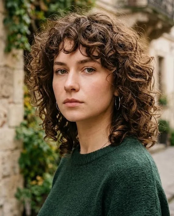 Collarbone Shag With Curtain Bangs Collarbone Shag With Curtain Bangs — Tight Curls 2027