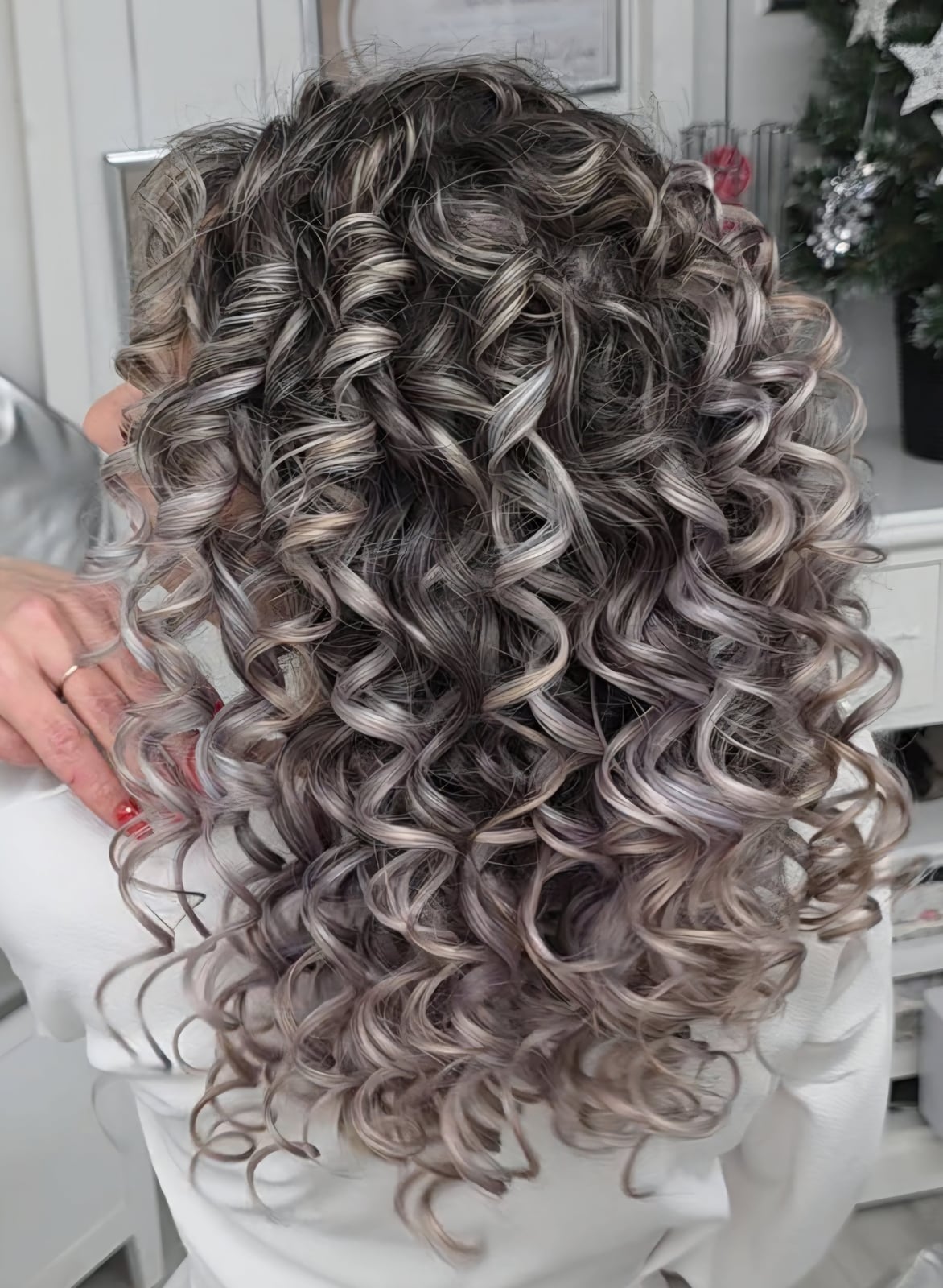 Mid-Back Ash Blonde Curls With Gray Purple Undertones Mid-Back Ash Blonde Curls With Gray Purple Undertones — Tight Curls 2027