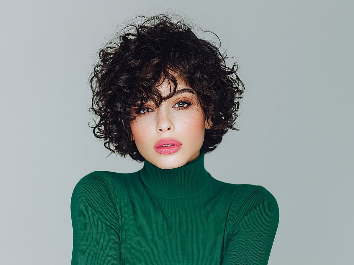 Short Dark Brown Pixie Bob With Side Bangs Short Dark Brown Pixie Bob With Side Bangs — Tight Curls 2027