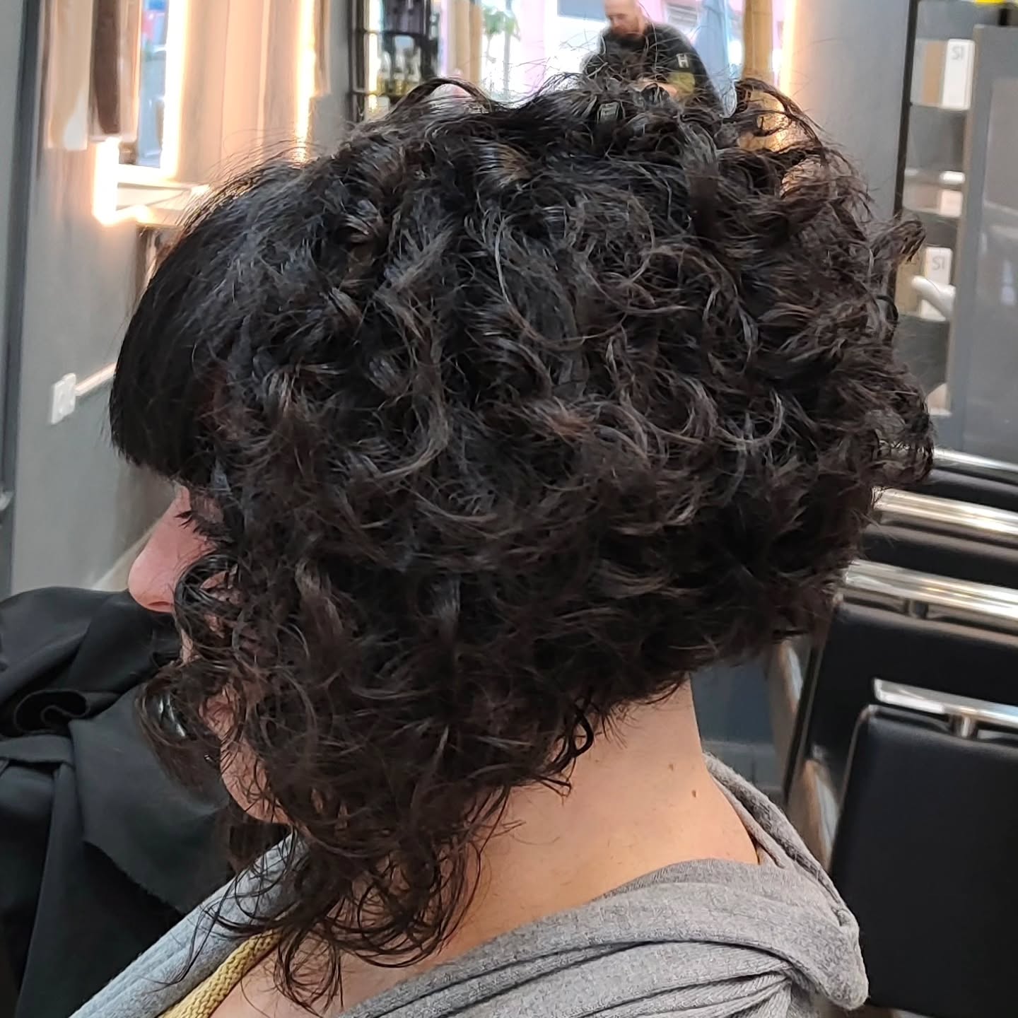 Chin Length Dark Brown Stacked Bob Curls Chin Length Dark Brown Stacked Bob Curls — Tight Curls 2027