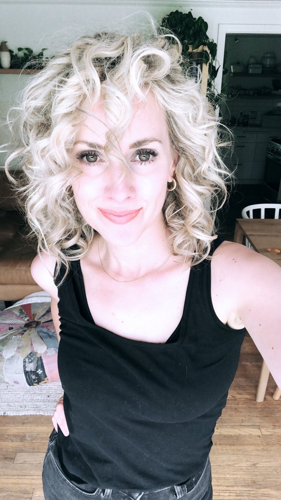 Shoulder Ash Blonde Defined Ringlets With Short Bangs Shoulder Ash Blonde Defined Ringlets With Short Bangs — Tight Curls 2027