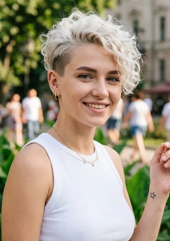 Platinum Blonde Undercut Short Bob Platinum Blonde Undercut Short Bob — Tight Curly Hairstyles 2027