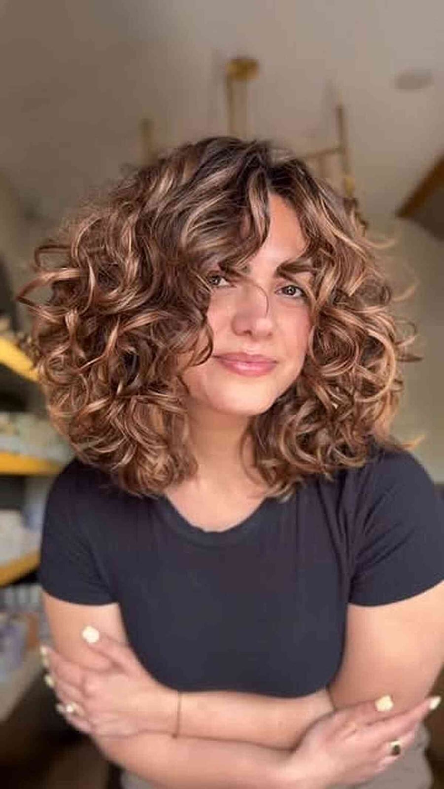 Layered Lob With Honey Blonde Highlights Layered Lob With Honey Blonde Highlights — Tight Curly Hairstyles 2027