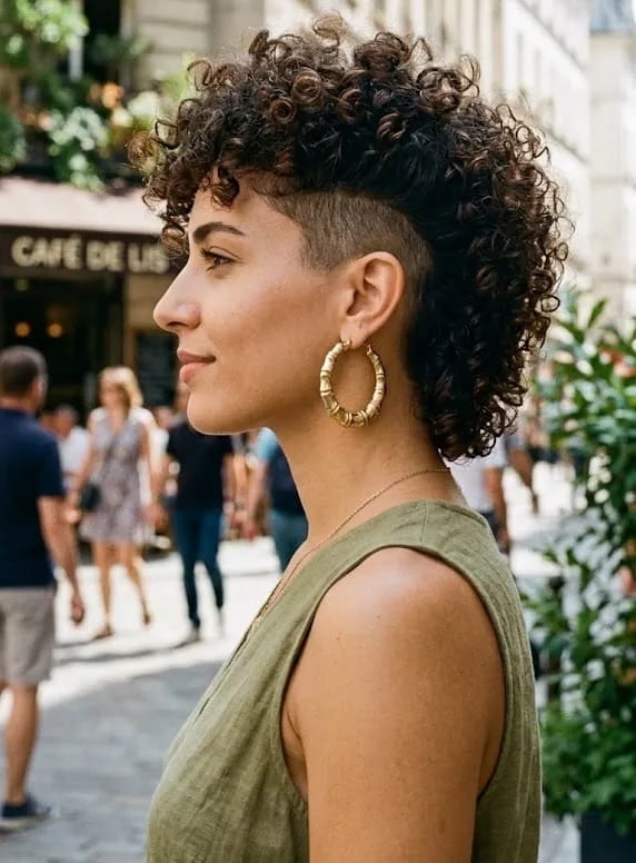 Dark Brown Undercut With Face-Framing Curls Dark Brown Undercut With Face-Framing Curls — Tight Curly Hairstyles 2027
