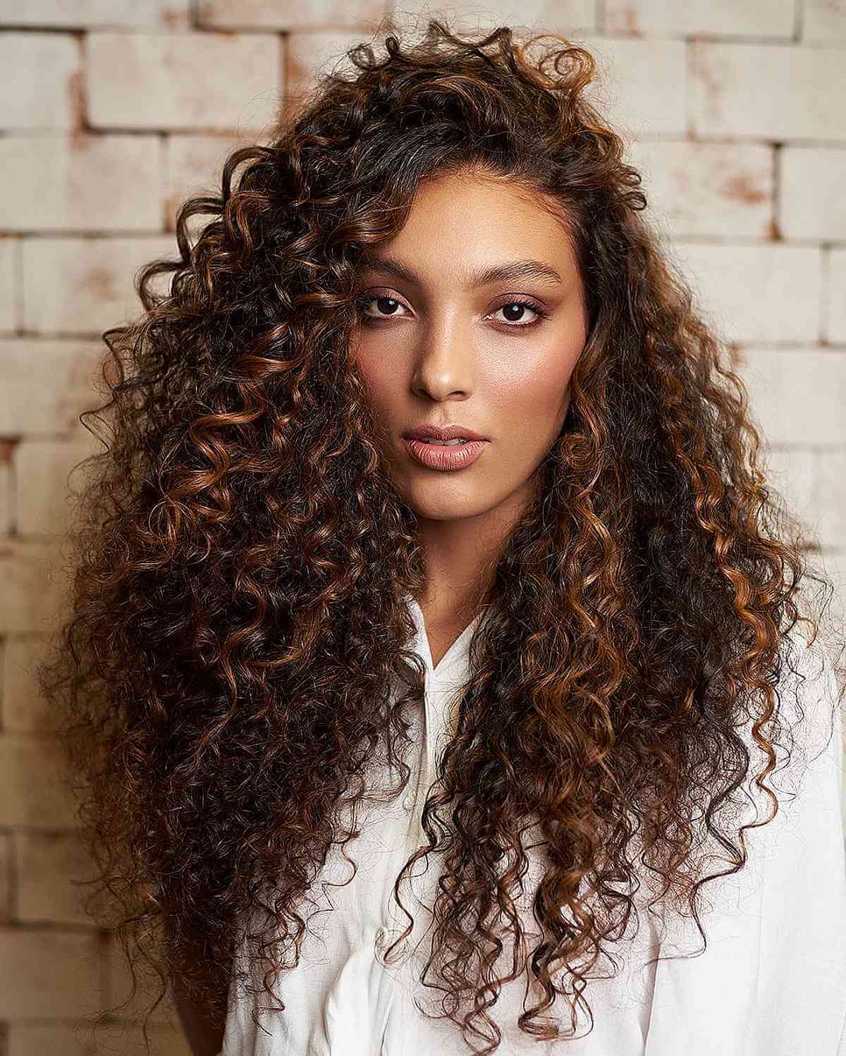 Mid-Back Layered Cut With Caramel Highlights Mid-Back Layered Cut With Caramel Highlights — Tight Curly Hairstyles 2027