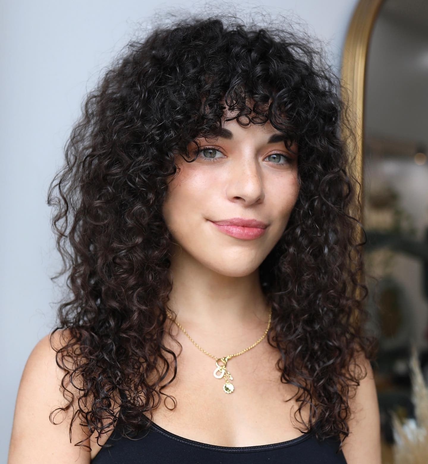 Dark Brown Chin Length Shag With Full Bangs Dark Brown Chin Length Shag With Full Bangs — Tight Curly Hairstyles 2027