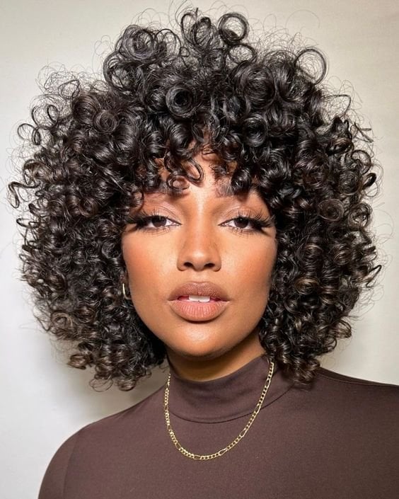 Voluminous Chin Length Shag With Curly Bangs Voluminous Chin Length Shag With Curly Bangs — Tight Curly Hairstyles 2027