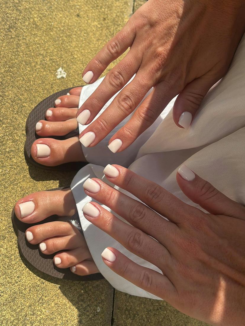 Pale Nude Glossy Short Square Toes, Office-Safe Version — Toe Nails 2027 for Pale Skin