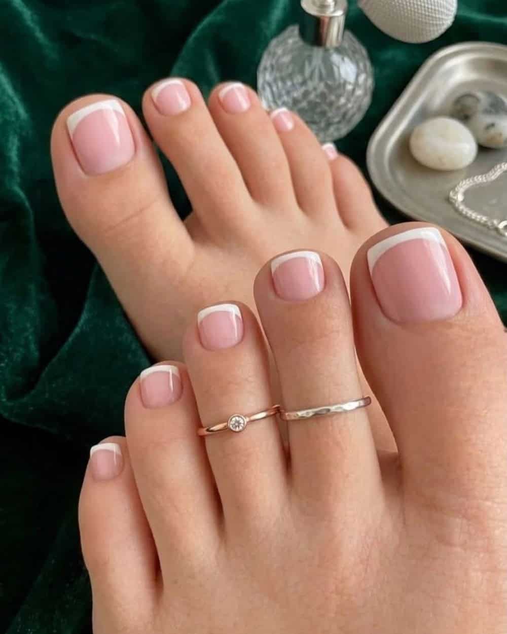 Pale Pink French Tip Short Square Toes — Toe Nails 2027 for Pale Skin