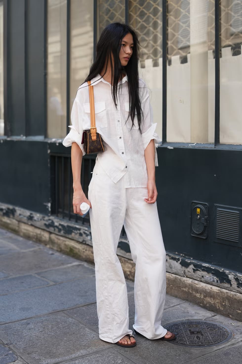 White Linen Wide Leg Trousers With Oversized Button Up Shirt White Linen Wide Leg Trousers With Oversized Button Up Shirt — Trousers Outfits 2027 with Blouse