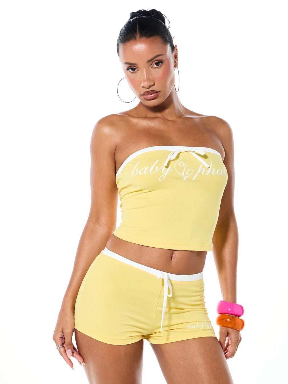 Yellow Jersey Top With Contrast Trim Set Yellow Jersey Top With Contrast Trim Set — Tube Crop Top Outfits 2027
