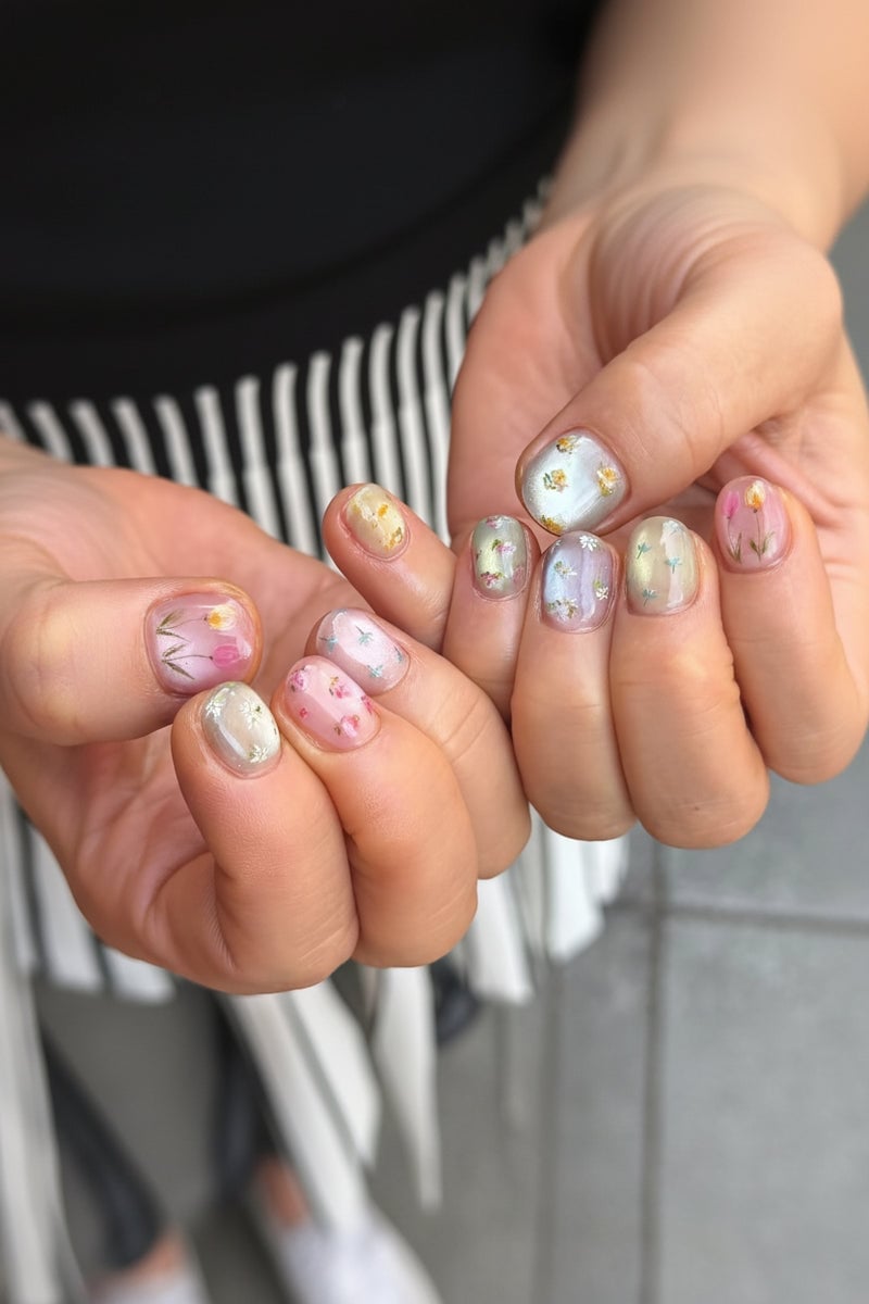 Short Oval Clear Tulip Floral Nails Short Oval Clear Tulip Floral Nails — Tulip Flower Nails 2027