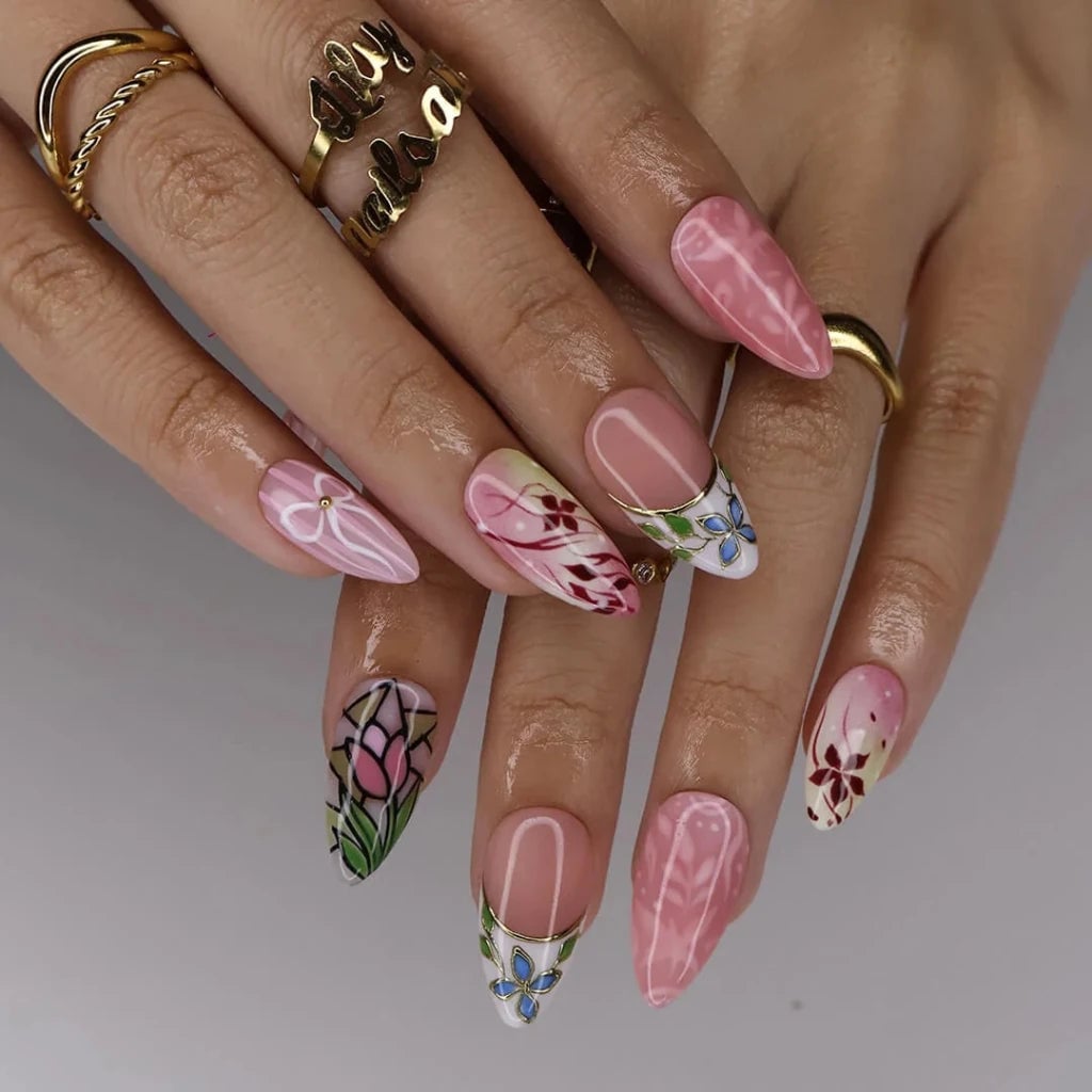 Long Stiletto Pink Marble Tulip Nails Long Stiletto Pink Marble Tulip Nails — Tulip Flower Nails 2027