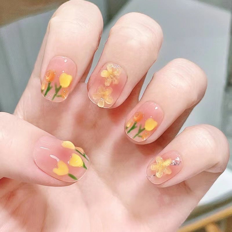 Short Oval Jelly 3D Tulip Nails Short Oval Jelly 3D Tulip Nails — Tulip Flower Nails 2027
