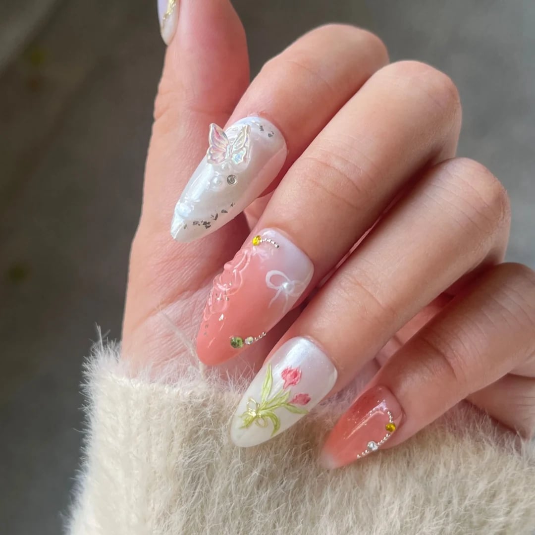 Short Square Clear Pink Tulip Nails, короткий квадрат Short Square Clear Pink Tulip Nails, короткий квадрат — Tulip Flower Nails 2027