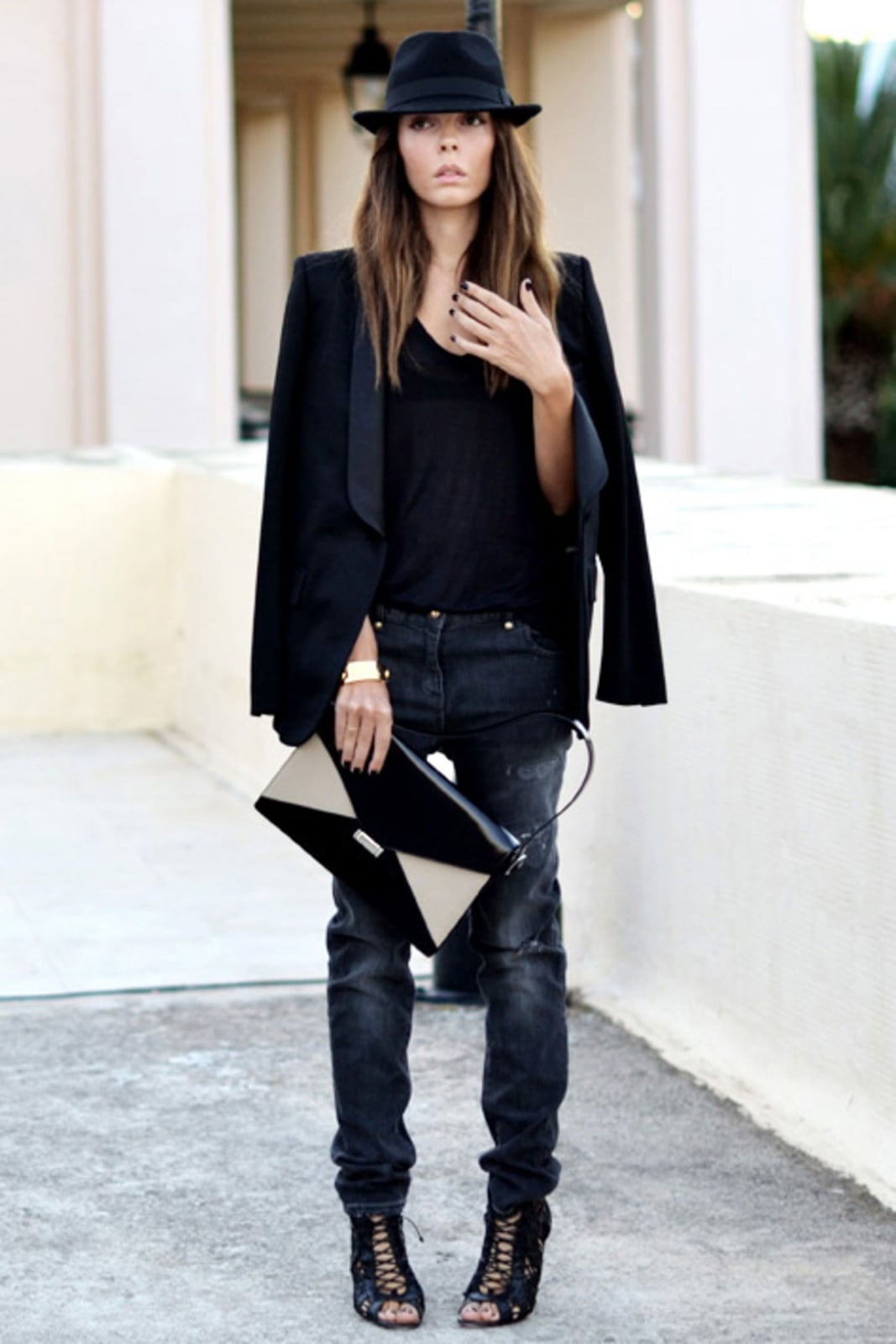 Black Tuxedo Blazer With Fedora Hat And Clutch Black Tuxedo Blazer With Fedora Hat And Clutch — Tuxedo Blazer Outfits 2027