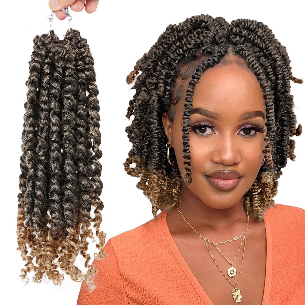 Chin Length Ombre Spring Twists With Curly Ends — Twists Crochet Braids 2027