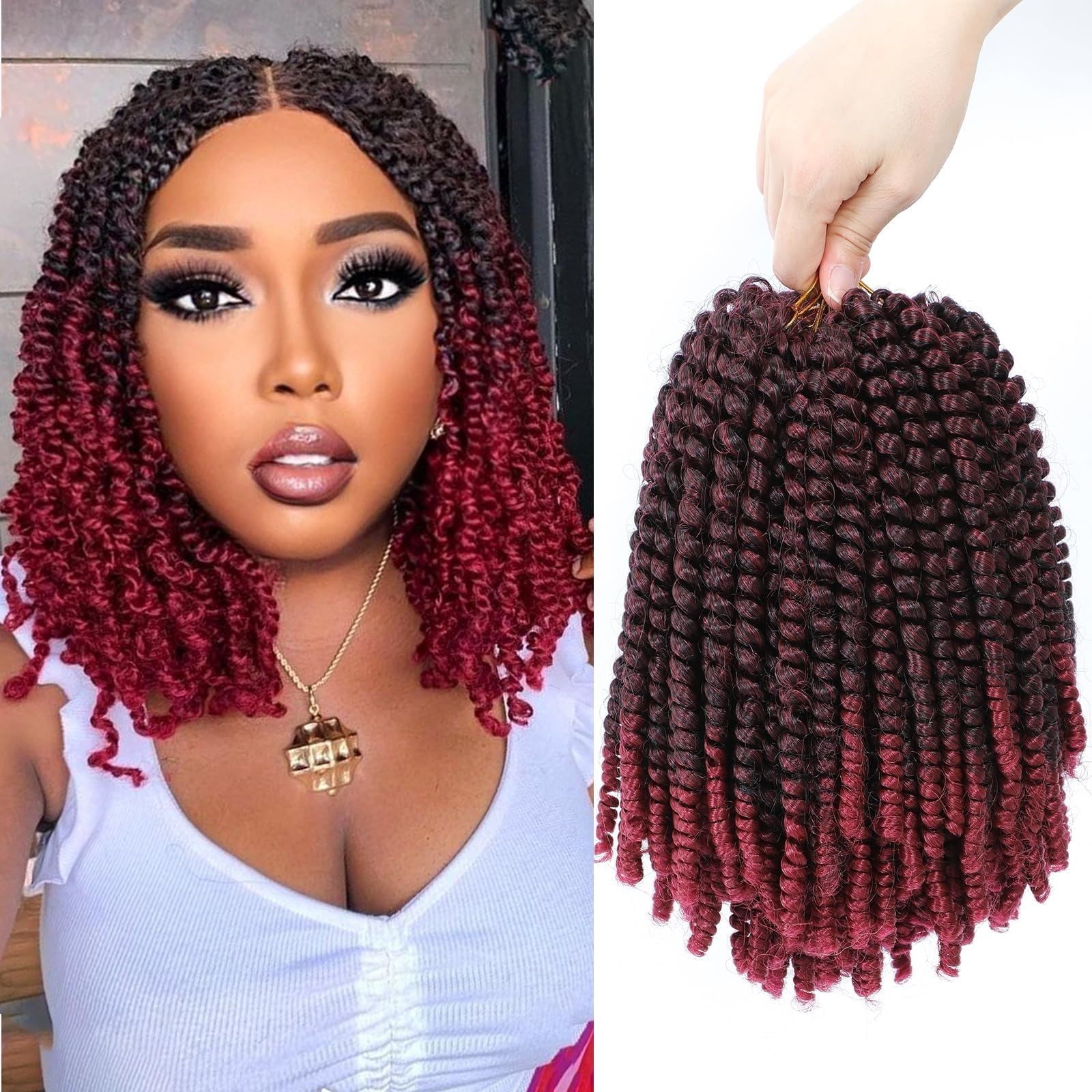 Chin Length Ombre Bomb Twists With Curly Ends, Close-Up Take — Twists Crochet Braids 2027