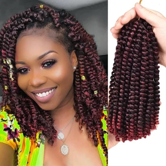Collarbone Length Burgundy Ombre Layered Twists — Twists Crochet Braids 2027