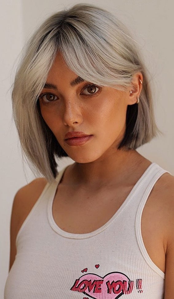 Chin Bob With Curtain Bangs And Hidden Two-Tone Chin Bob With Curtain Bangs And Hidden Two-Tone — Two Tone Hair 2027