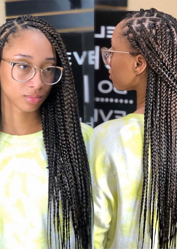 Mid-Back Knotless Braids Dark Brown And Blonde, Office-Safe Version Mid-Back Knotless Braids Dark Brown And Blonde, Office-Safe Version — Two Tone Knotless Braids 2027