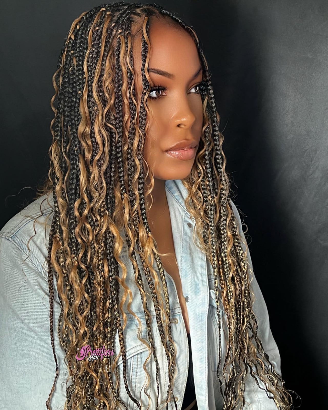 Mid-Back Knotless Braids Black And Blonde Two Tone With Loose Ends Mid-Back Knotless Braids Black And Blonde Two Tone With Loose Ends — Two Tone Knotless Braids 2027