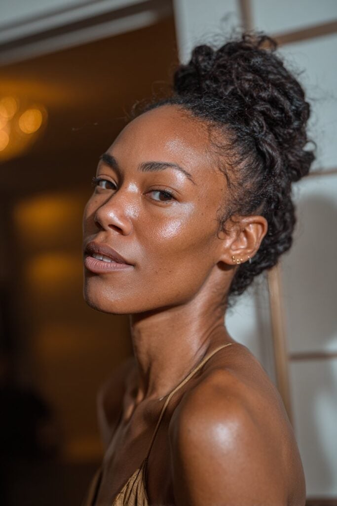 Long Coily Dark Brown Top Knot — Undone Hairstyles 2027