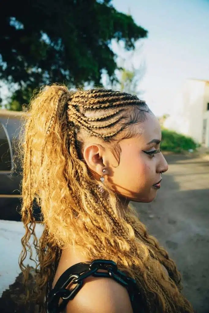 Mid-Back Honey Blonde Braids and Loose Curls — Undone Hairstyles 2027