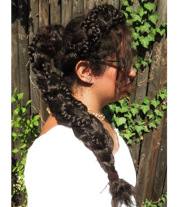Mid-Back Dark Brown Curly Updo With Long Plait — Undone Hairstyles 2027